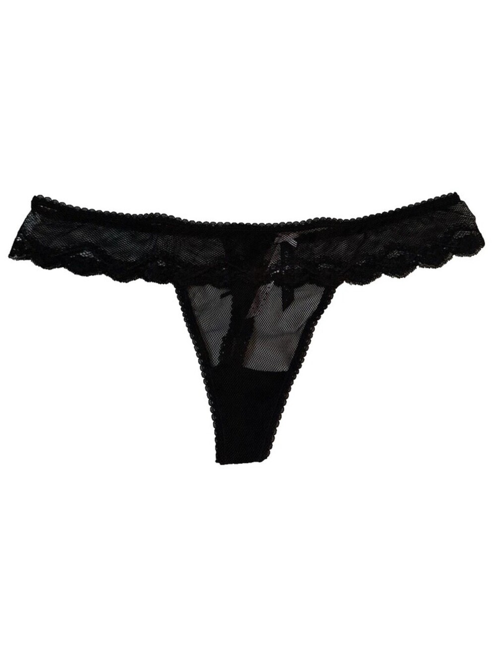 Victoria Secret Vintage Sexy Little Things Black Lace Up Bow Thong Large